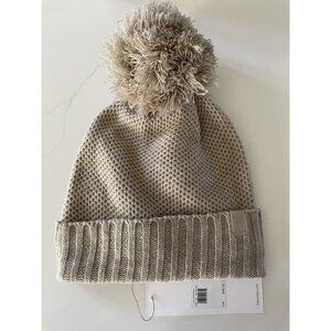 Calvin Klein Basket Stitch‎ Knit Pom Beanie Hat Heathered Almond New! NWT